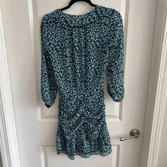 1007 ba&sh Blue Floral Print Long Sleeve Dress Size 0 - Picture 4 of 4